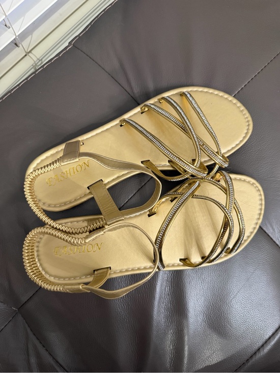 Shoes - Gold Strappy Women’s Sandals -